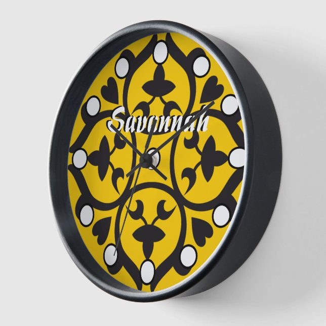 Horloge Médaillon de moutarde personnalisé ou toute couleu (Angle)