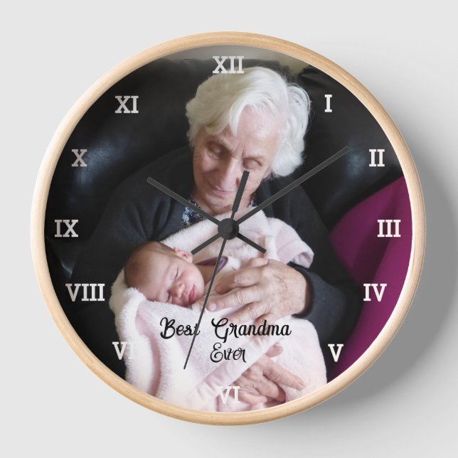 Horloge Meilleur collage photo de grand-mère Créez votre p (Recto)