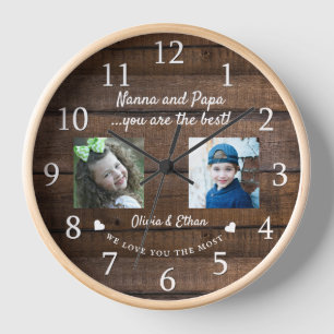 Horloge Meilleur Nanna Et Papa Grandkids Photo Collage Woo