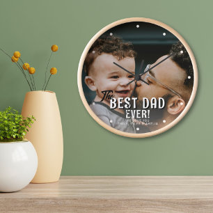 Horloge Meilleur papa Jamais Père`Jour Famille Photo compl