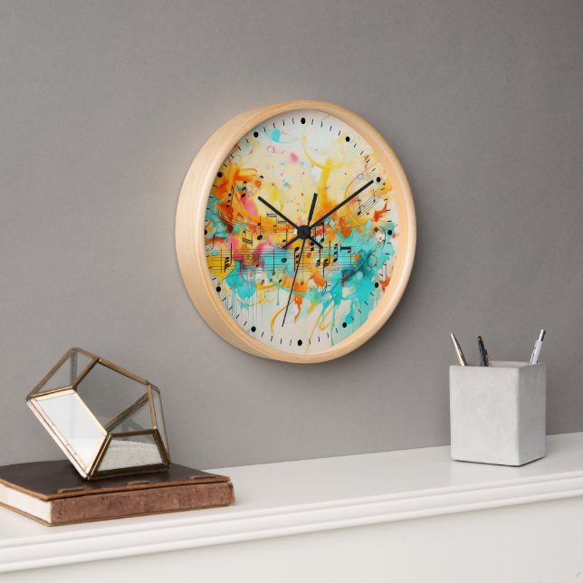 Horloge Mélodie des couleurs et notes musicales (Bureau)