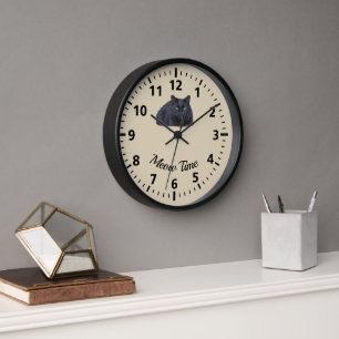 Horloge - Meow Time avec chat noir