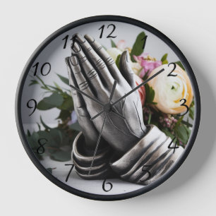 Horloge Métal Praying Hands with Peony Florals