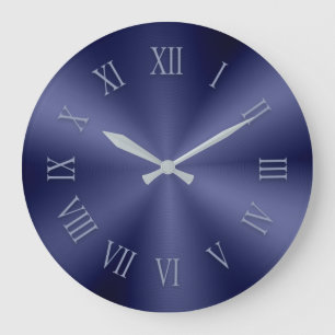 Horloge métallique bleue avec chiffres romains mo