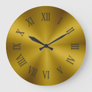Horloge métallique couleur or antique avec chiffre