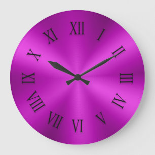Horloge métallique rose chaud avec chiffres romain