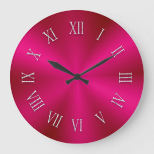 Horloge métallique rouge brillante avec chiffres 