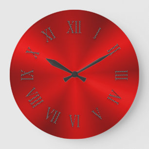 Horloge métallique rouge brillante avec chiffres r