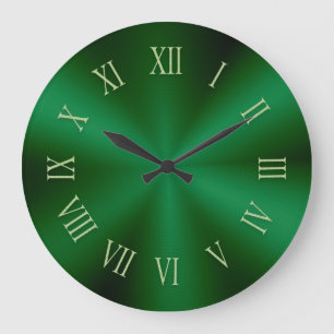 Horloge métallique verte de forêt avec chiffres 
