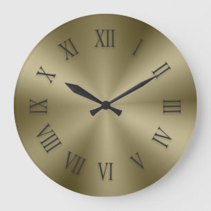 Horloge métallique vintage en or avec chiffres rom