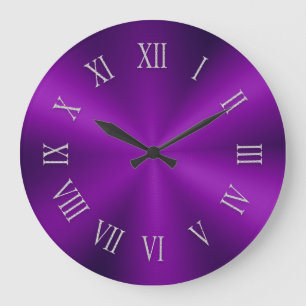Horloge métallique violette brillante avec chiffre