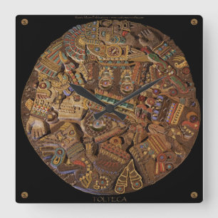 Horloge mexicaine aztèque en pierre découpée maya
