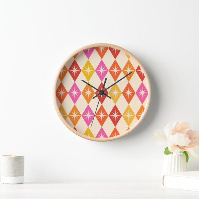 Horloge Mi-siècle starburd moderne sur diamants rétro (Maison)