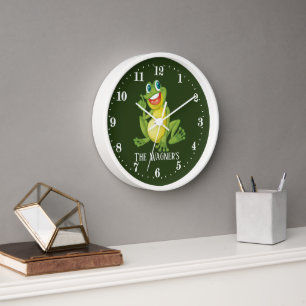 Horloge mignon ajouter nom grenouille amoureux