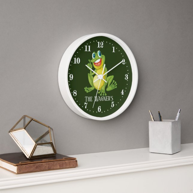 Horloge mignon ajouter nom grenouille amoureux (Bureau)