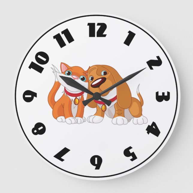 Horloge mignonne de chien et de chat (Recto)
