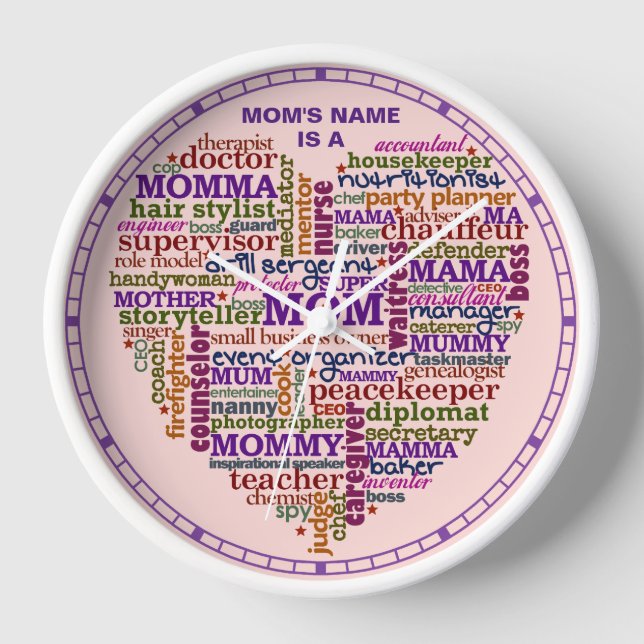 Horloge Mignonne Maman Fête des Mères Parole Art Coeur Per (Recto)
