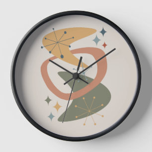 Horloge Milieu du siècle Âge atomique 7 Jaune, Vert, Brun
