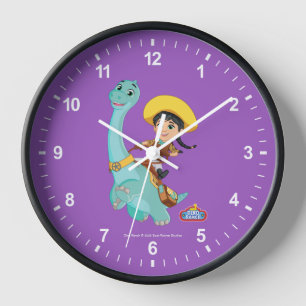 Horloge Min & Clover   Joyeux Cowgirl & Brontosaurus Ride
