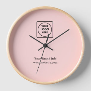 Horloge Minimaliste rose pâle   Entreprise moderne personn