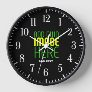 HORLOGE MODÈLE DE TEXTE D'IMAGE NOIRE SIMPLE ET MODERNE
