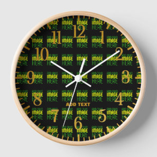 HORLOGE MODÈLE DE TEXTE D'IMAGE NOIRE SIMPLE ET MODERNE