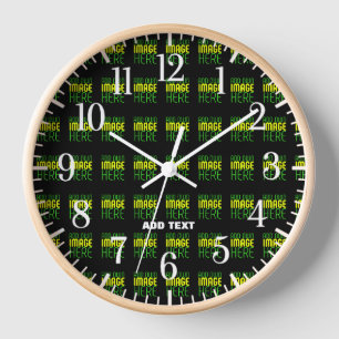 HORLOGE MODELE DE TEXTE D'IMAGE NOIRE SIMPLE ET MODIFIABLE