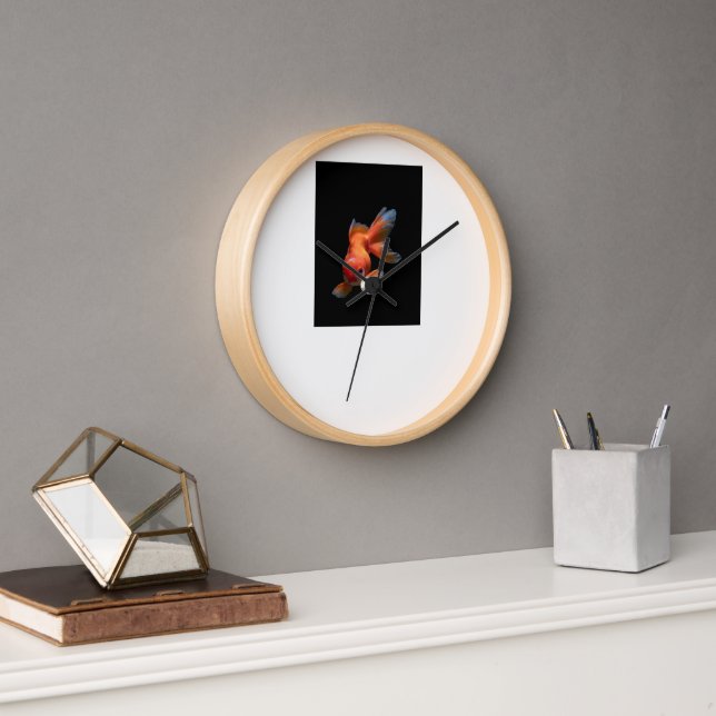 Horloge Modern black and goldfish designer wooden wall clo (Bureau)