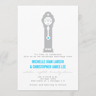 Horloge moderne avec le faire-part de mariage de