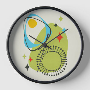 Horloge Moderne du milieu du siècle, Ère atomique 14 Vert,