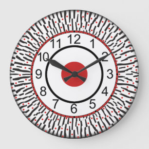 Horloge moderne noire, rouge, blanche