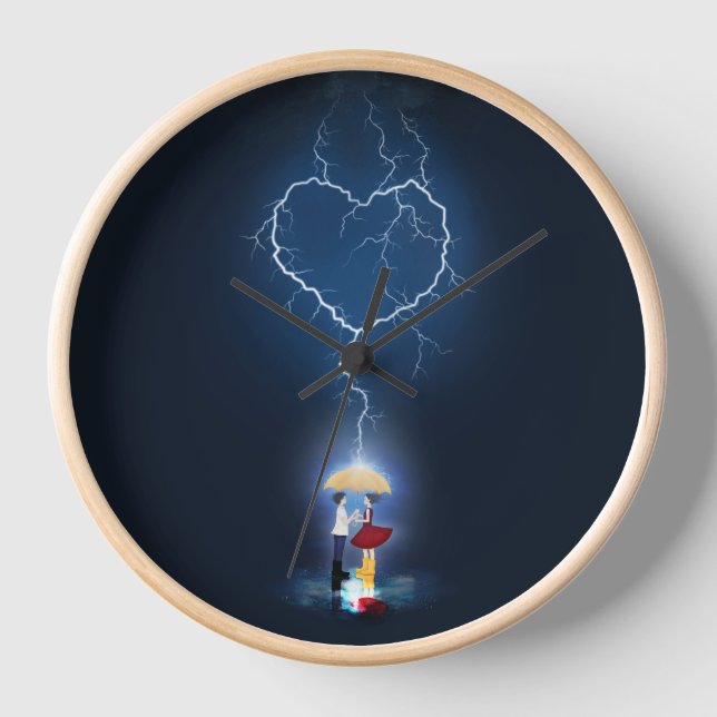 Horloge Moment romantique "Lovestruck" sous un parapluie (Recto)