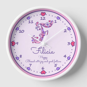 Horloge Monogram F Felicia hearts name meaning clock