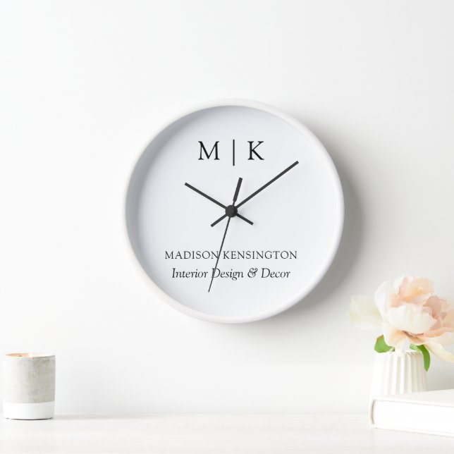 Horloge Monogramme minimaliste moderne ou ajouter un logo (Maison)