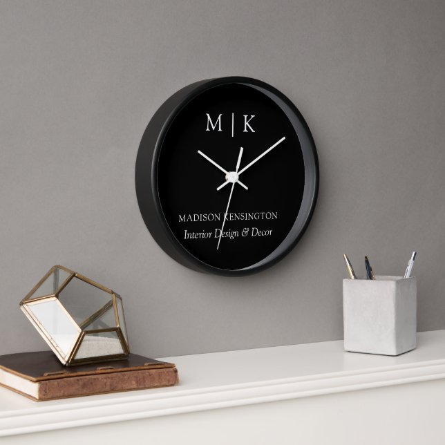 Horloge Monogramme minimaliste ou ajouter un logo Business (Bureau)