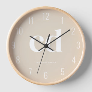 Horloge Monogramme moderne minimaliste élégant beige