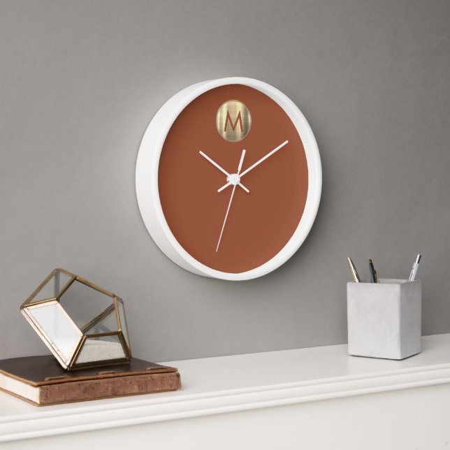 Horloge Monogramme Or En Terracotta Moderne (Bureau)
