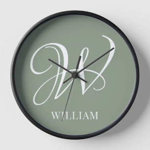 Horloge Monogramme vert de l'élégance de la taille personn