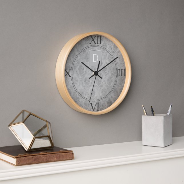 Horloge Monogramme Vintage gris (Bureau)