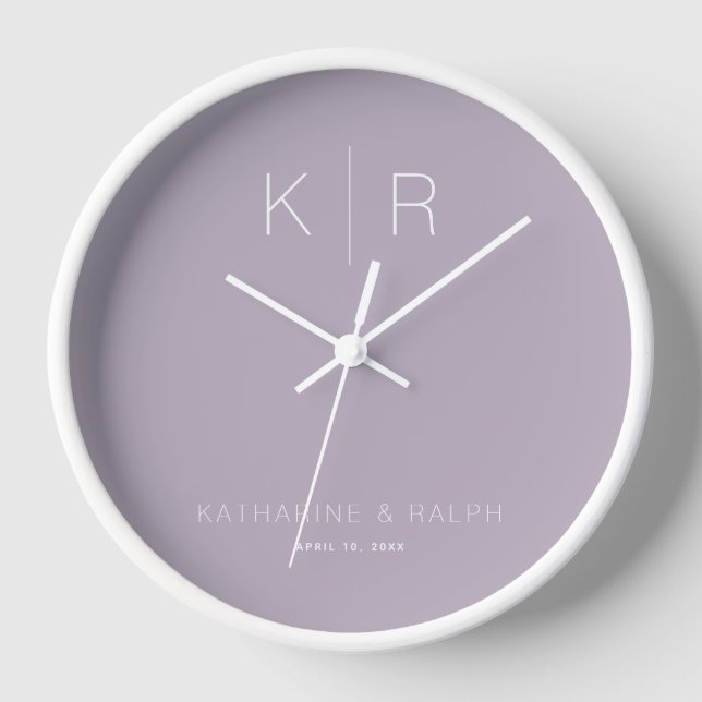 Horloge Monographie de Lilac simple et moderne, Mariage (Recto)