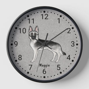 Horloge Montre à numéros Chien Berger Allemand Silver Sabl