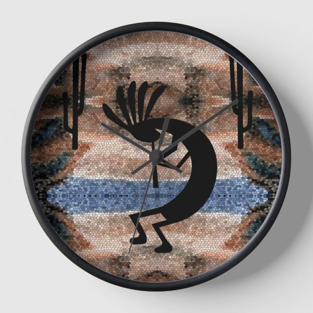 Horloge Mosaïque du désert sud-ouest de Kokopelli (Recto)