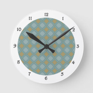 Horloge Motif à carreaux bleu et or