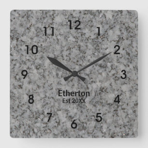 Horloge Motif acrylique de style granit gris