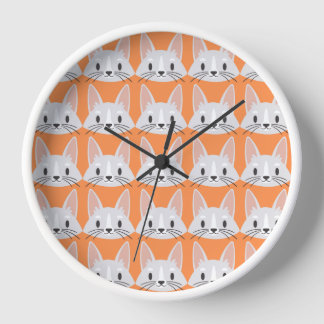 Horloge Motif animal coloré sur Arrière - plan orange