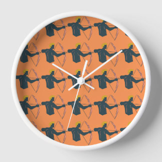 Horloge Motif Archer coloré sur Arrière - plan orange