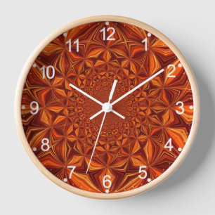 Horloge Motif d'art numérique kaléidoscope rouge-67546