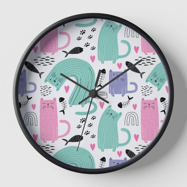 Horloge Motif de chats mignons (Recto)