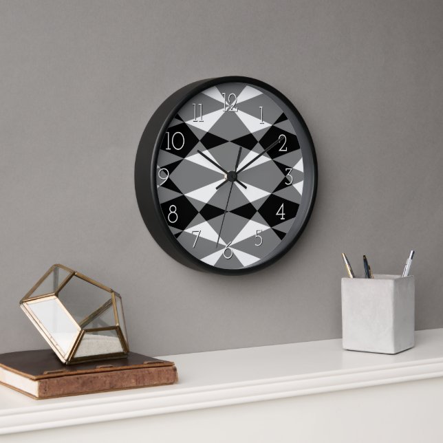 Horloge Motif de mosaïque Carré noir noir noir (Bureau)
