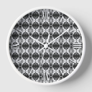 Horloge Motif de papier peint Art Déco - noir et blanc